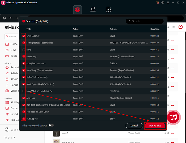 add apple music for conversion