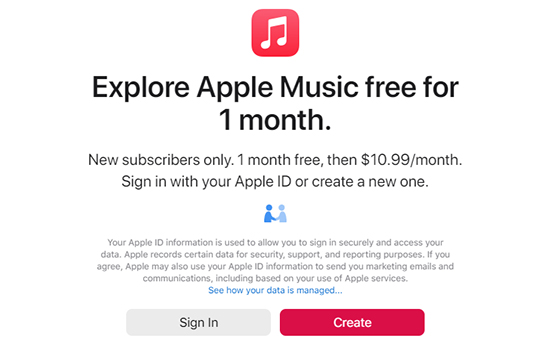 1 month apple music free