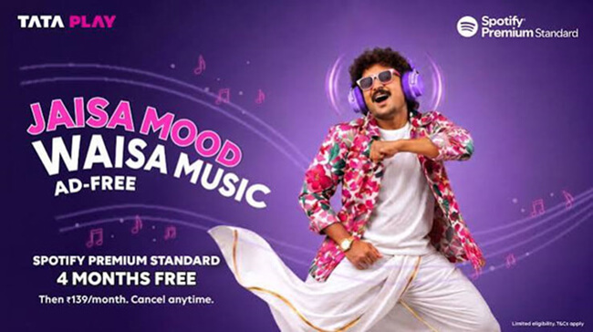 get 4 months spotify free trial via tata play