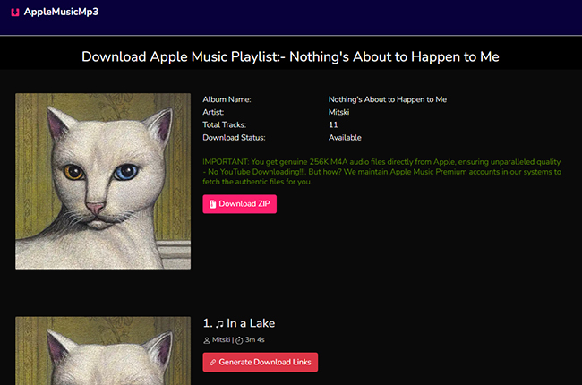 generate download link by aaplmusicdownloader