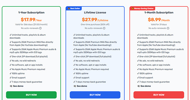 aaplmusicdownloader plans and pricing