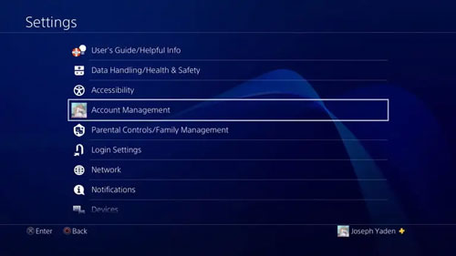 account management ps4