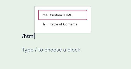 add a custom html block using slash