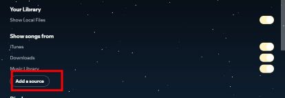 add a source on spotify to play local files