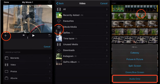 add audio only imovie