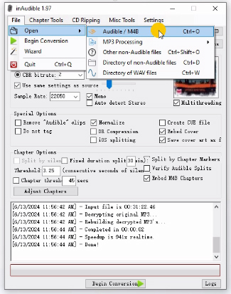 add audiobook to inaudible