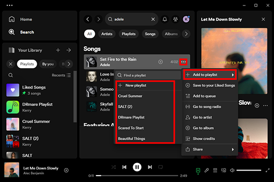 add individual song to spotify playlist