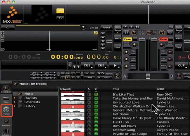 add itunes music to mixvibes
