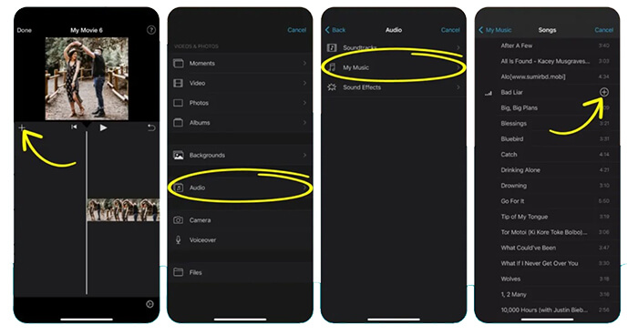 add music to imovie iphone
