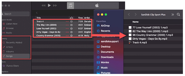 put apple music on sandisk mp3 player from mac