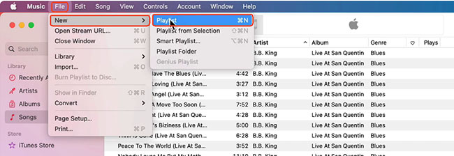 add new playlist to music app