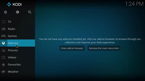 add ons menu on kodi