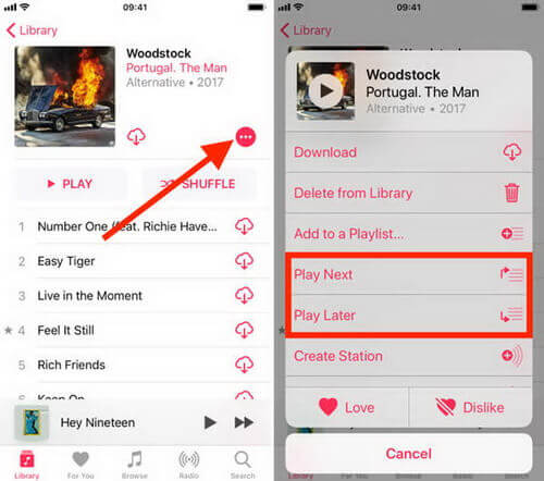 add songs to queue on apple music on iphone
