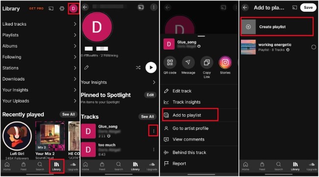 add soundcloud tracks to playlist mobile