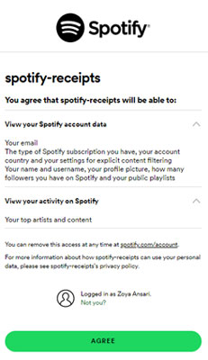 agree receiptify access spotify