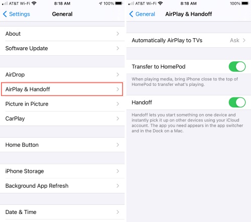 play audible on homepod via handoff