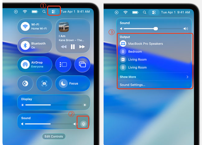 play apple music on sonos by airplay on mac via control center