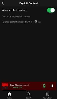allow explicit content spotify mobile
