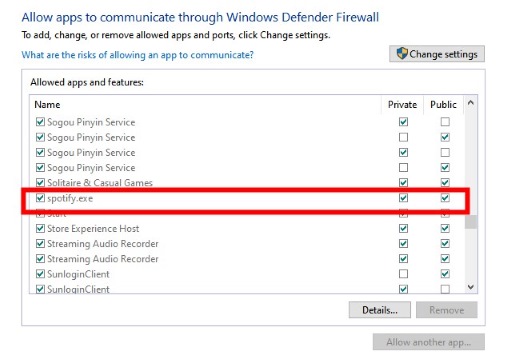 allow spotify to access internet