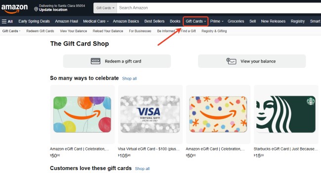 amazon gift cards shop