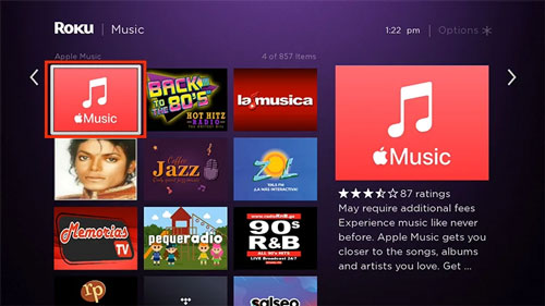 apple music channel on roku tv