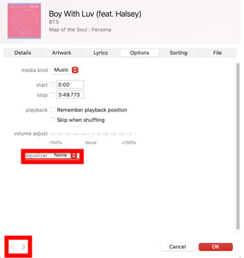 apple music equalizer settings for specific songs