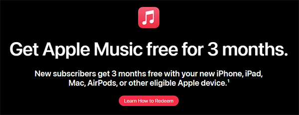 get apple music free 3 months