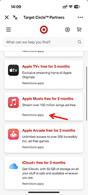get apple music for free via target