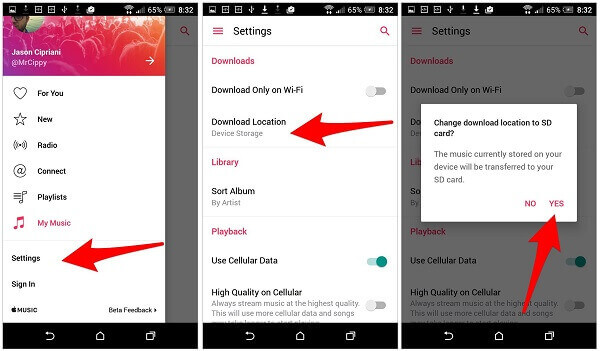 save apple music to sd card on android