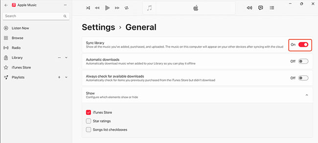 enable sync library on windows pc
