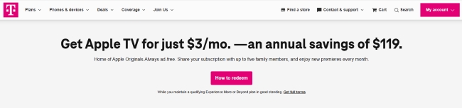 apple tv not free on tmobile