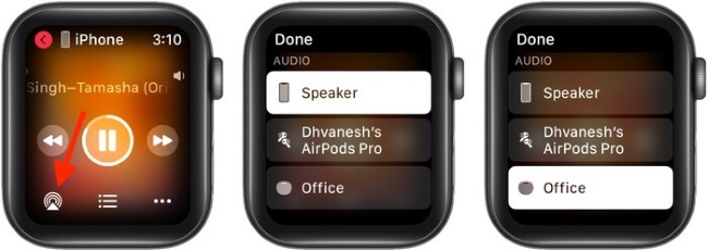 use apple watch airplay to play audible on homepod