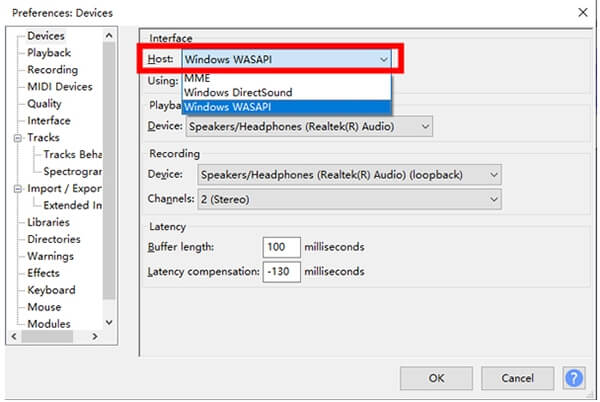 audacity preferences setting