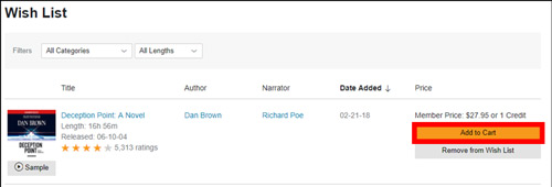 audible add to cart