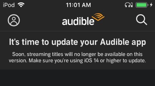 audible app on ipod too old to play audible books