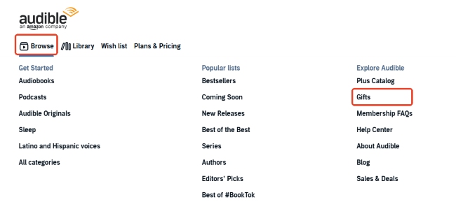audible gift center