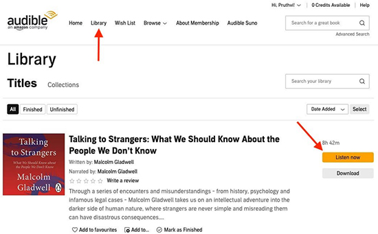 audible listen now