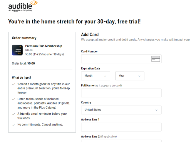 audible payment details