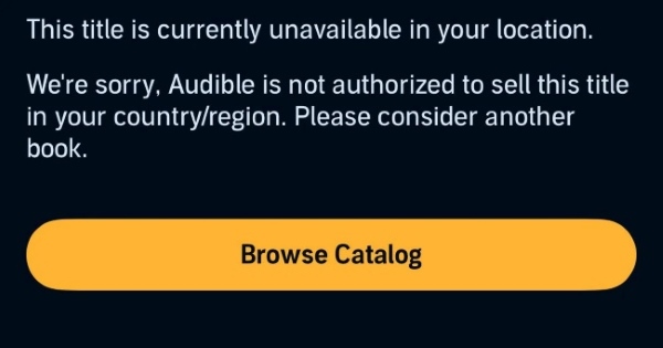 audible title not available in this region
