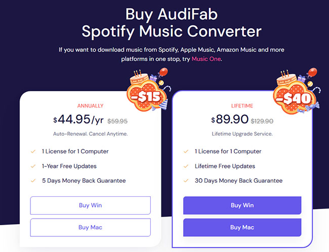 audifab spotify music converter pricing