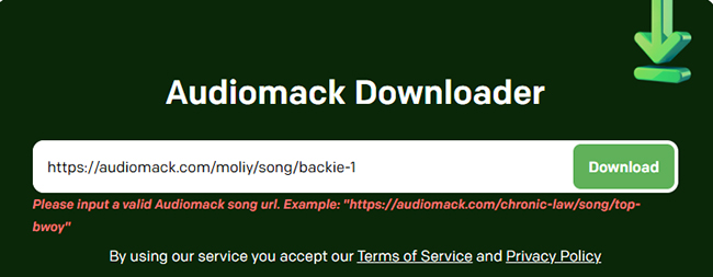 audiomack downloader not working