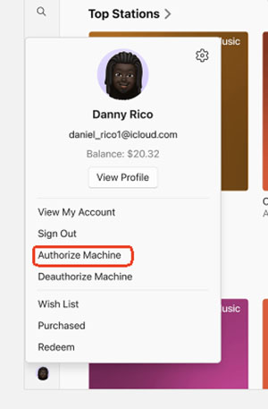 authorize windows for apple music