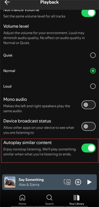 autoplay similar content on spotify