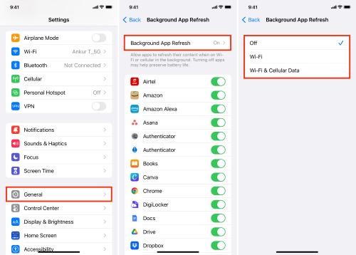 background app refresh on iphone