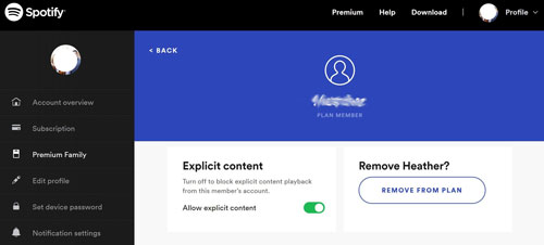 block explicit content via spotify family plan