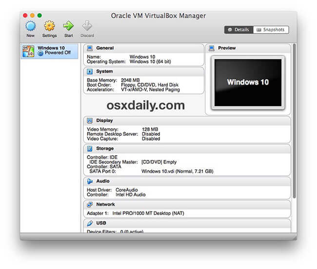 customize VM in VirtualBox