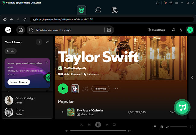 browse spotify library in viwizard