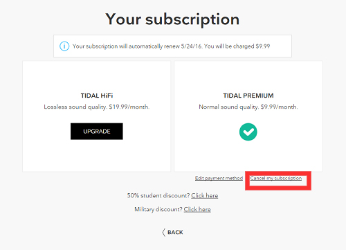 cancel tidal free trial