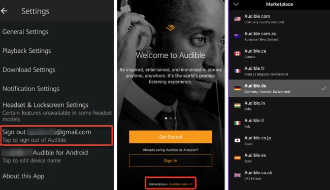 change audible marketplace mobile