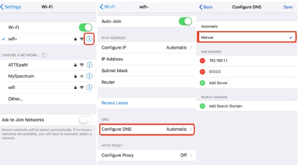 change dns ios
